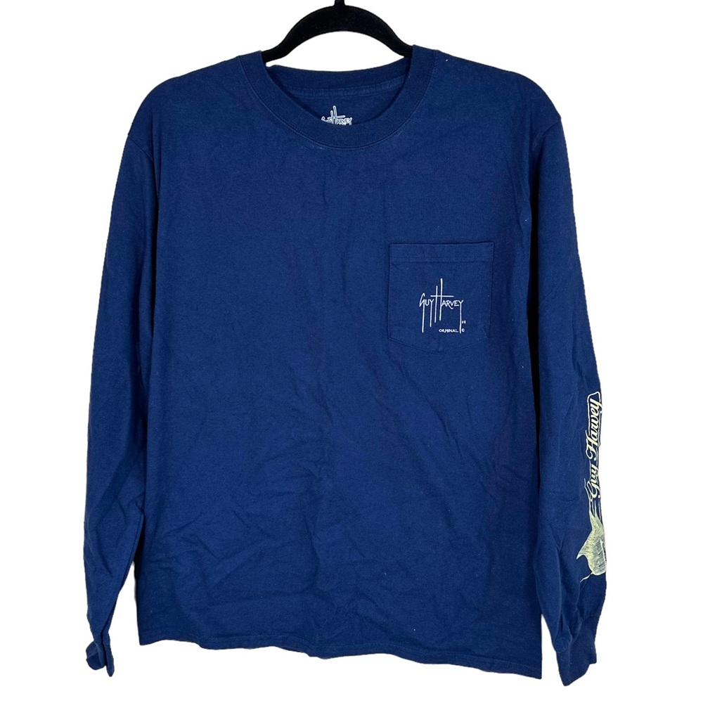 Guy Harvey Navy Long Sleeve T-Shirt - Picture 1 of 5
